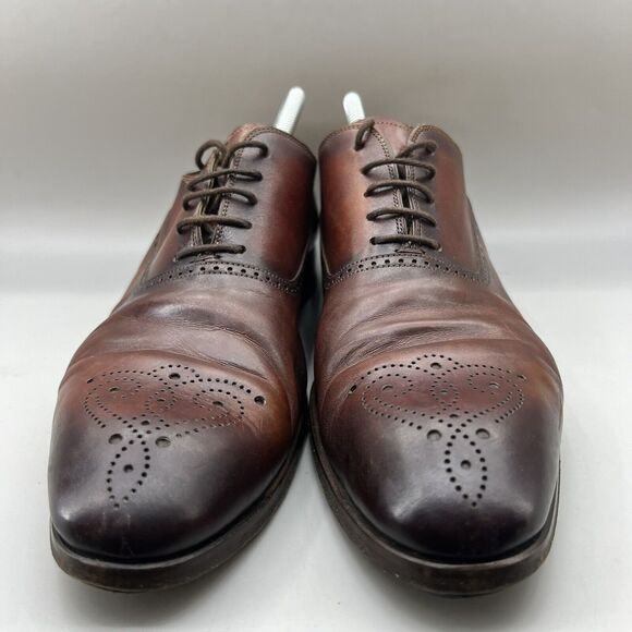 Magnanni Manolo Medallion Shoes Men\'s Size 9 M Cognac Brown Leather Dress Oxford main image 4